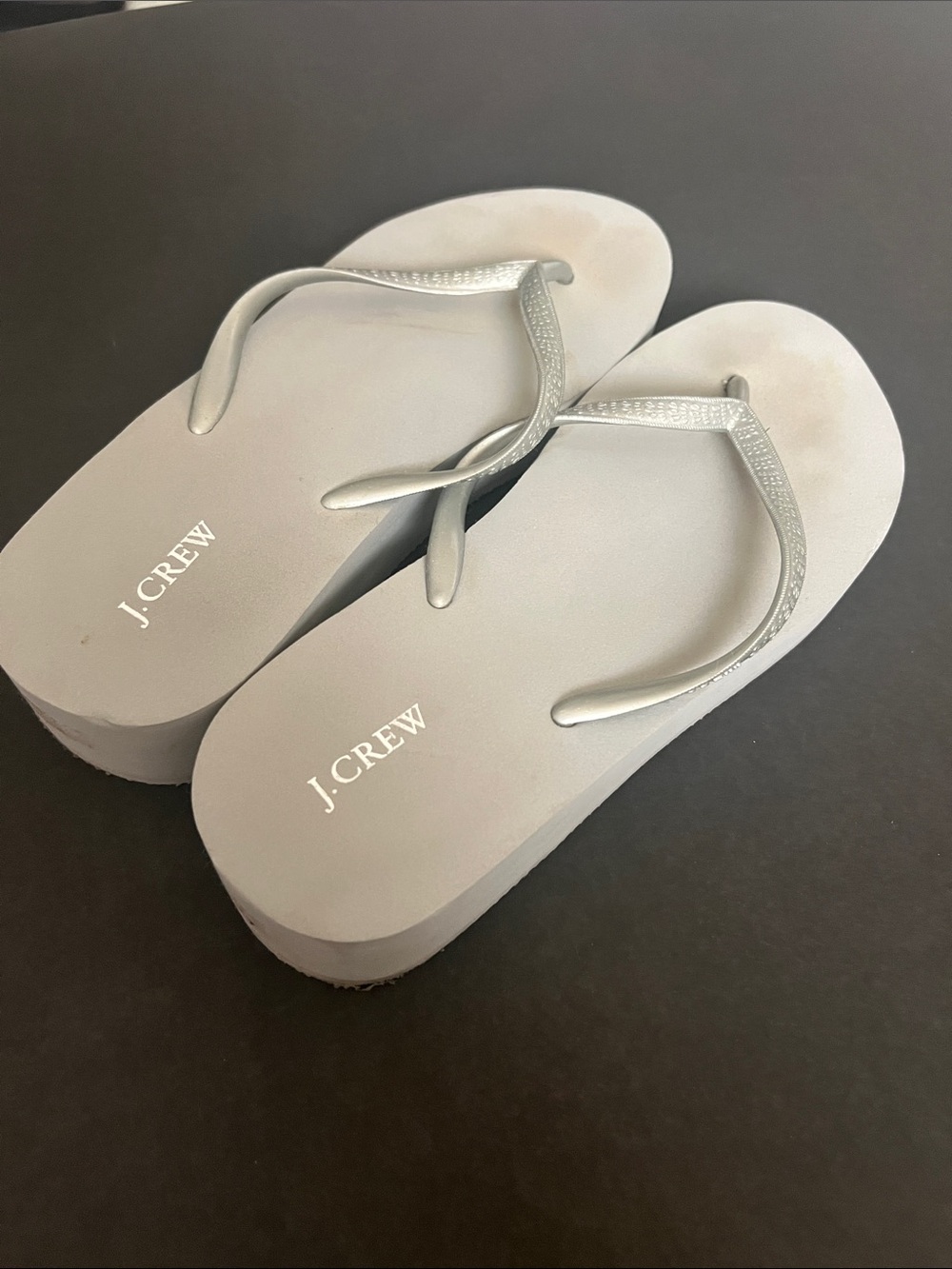 J. Crew Light Gray Platform Flip Flop Sandals